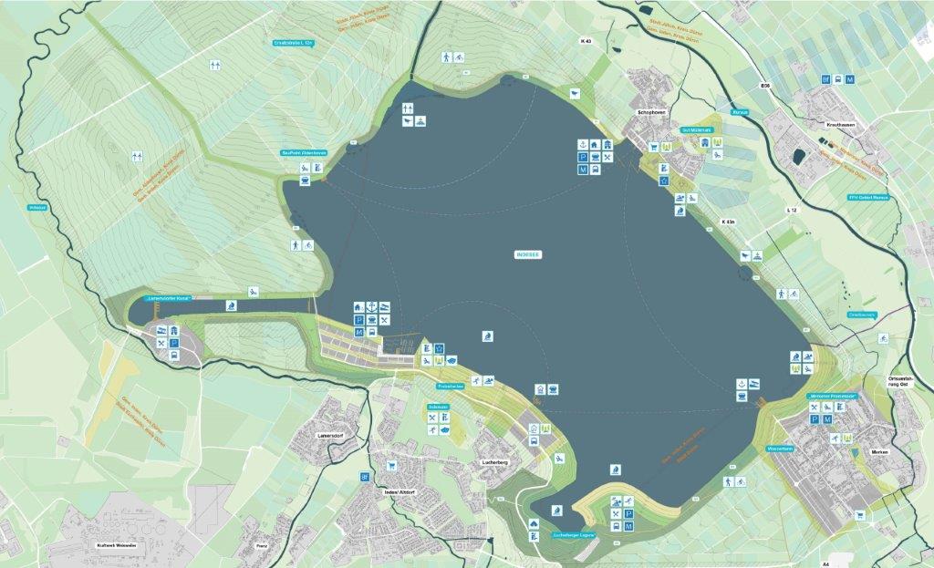 Der Rahmenplan Indesee 2.0 zeigt den aktuellen Stand der Planungen für die unmittelbare Randzone des Indesees. Am 2. November wird der Plan im Bezirksausschuss Merken vorgestellt.