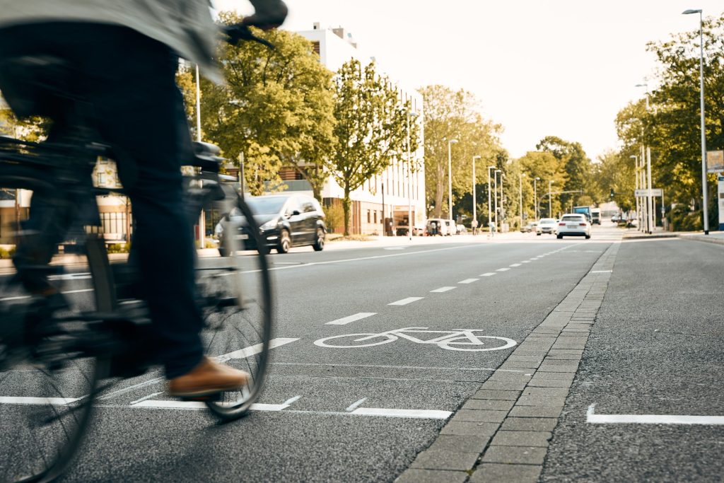 Fahrradfahrer in der Innenstadt