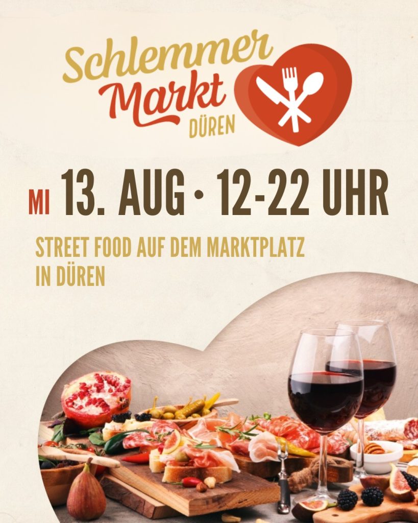Veranstaltungsplakat mit dem Hinweis auf den Schlemmermarkt.